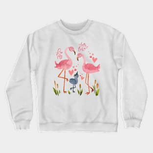 Pink flamingoes with love Crewneck Sweatshirt